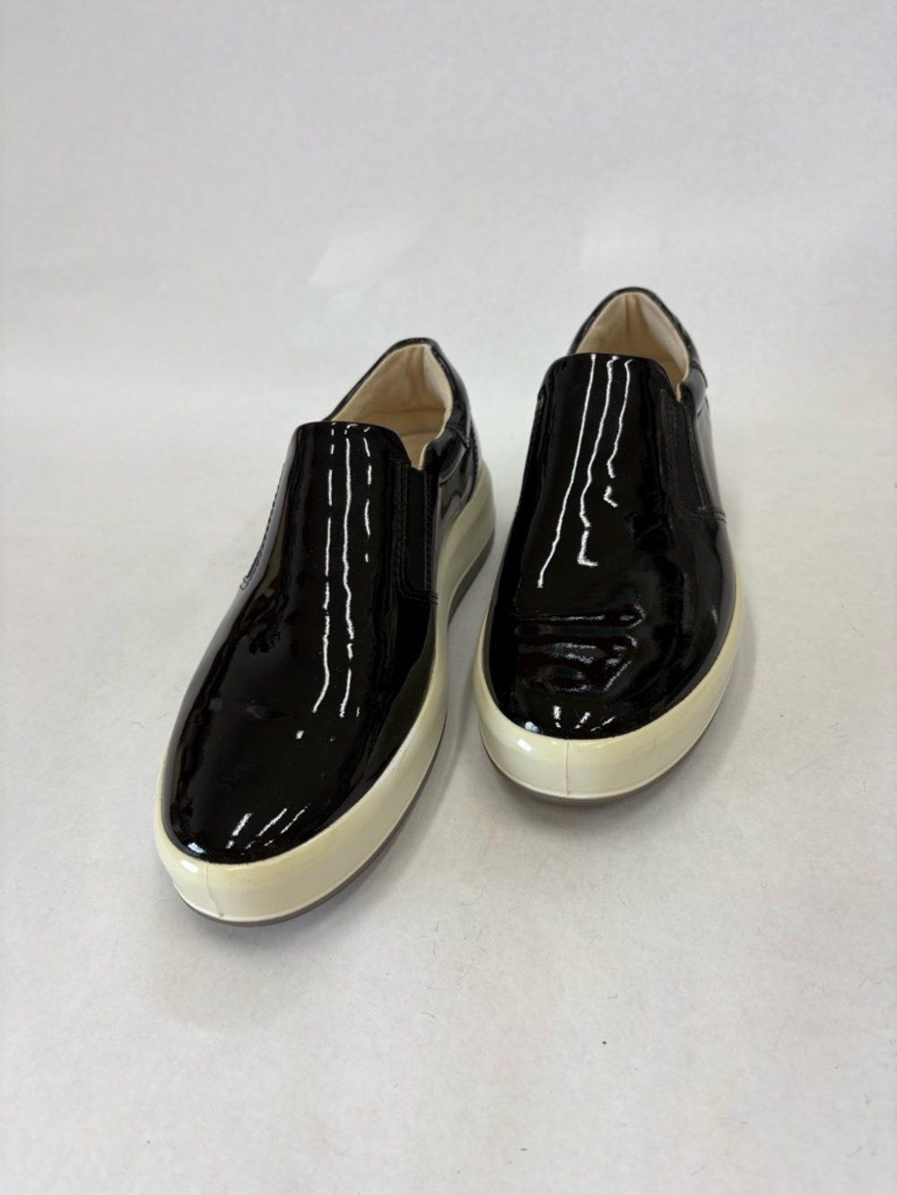 Black patent slip on shoe